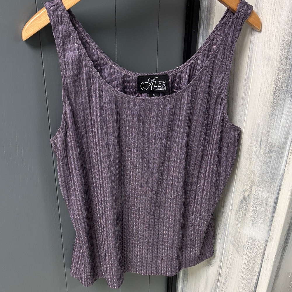 Alex Evenings Textured Purple Tank Top